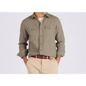 NEW GRAYERS brando lightweight double cloth shirt in military olive